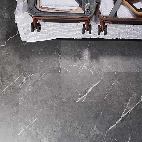 Optoro Chauny Marble Dark Gray 28mil Wear Layer Rigid Core Click 12x24 Luxury Vinyl Tile