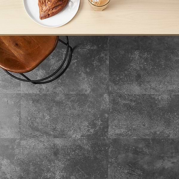 ReNew Metalcrete Charcoal 12mil Wear Layer Glue Down 12x24 Luxury Vinyl Tile