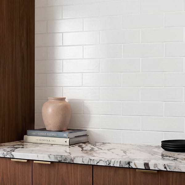 Kiln White 3x9 Matte Porcelain Subway Tile in White, View 2, open zoomed image