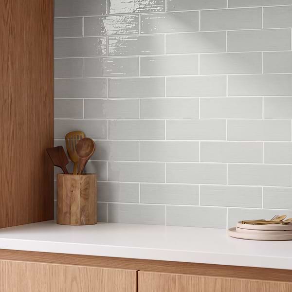 Kiln Silver 3x9 Polished Porcelain Subway Tile in Silver, View 2, open zoomed image