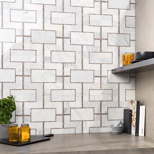 Cul De Sac Athens Gray & Asian Statuary Marble Mosaic Tile