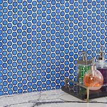 Nirvana Midnight Blue 1" Penny Round Polished Porcelain Mosaic