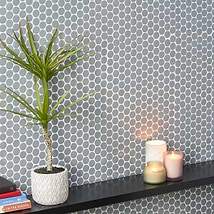 Paradise Sky Blue 1" Penny Round Polished Porcelain Mosaic