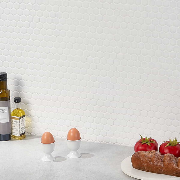 Eden White 1" Hexagon Matte Porcelain Mosaic