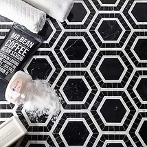 Nova Black Hole 6" Hexagon Marble Polished Mosaic Tile