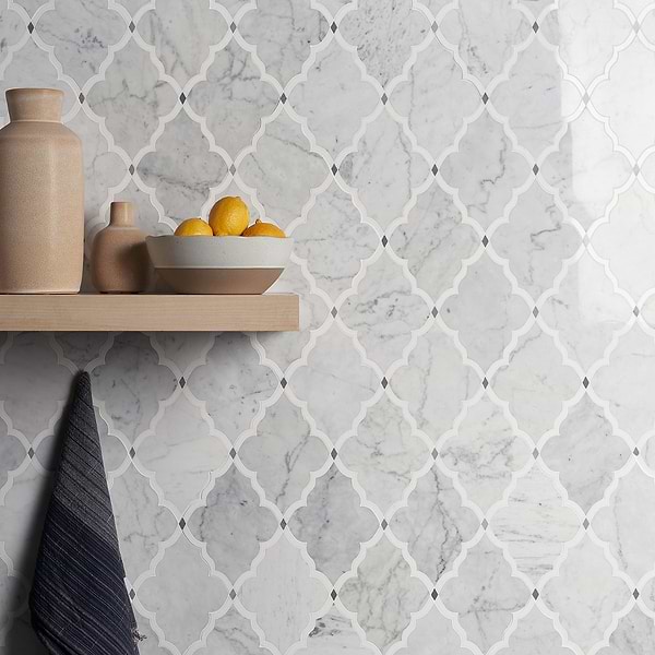 Vanguard White & Gray Polished Marble Tile
