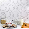 Arya White Polished Marble & Pearl Mosaic; in White Thassos; for Backsplash, Bathroom Wall, Kitchen Wall, Shower Wall, Wall Tile; in Style Ideas Mid Century, Transitional