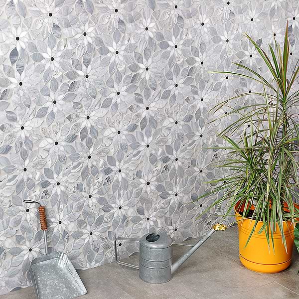 Wildflower  Blue Note Marble Tile 
