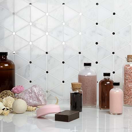 Waterjet Marble + Glass Tile for Backsplash,Kitchen Wall,Bathroom Wall,Shower Wall