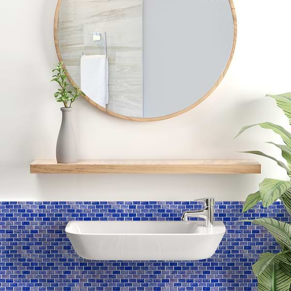 Watercolors Iridescent Sea Blue 1X2 Brick Glass  Mosaic