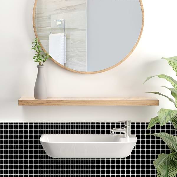 Watercolors Black 1x1 Glass Mosaic