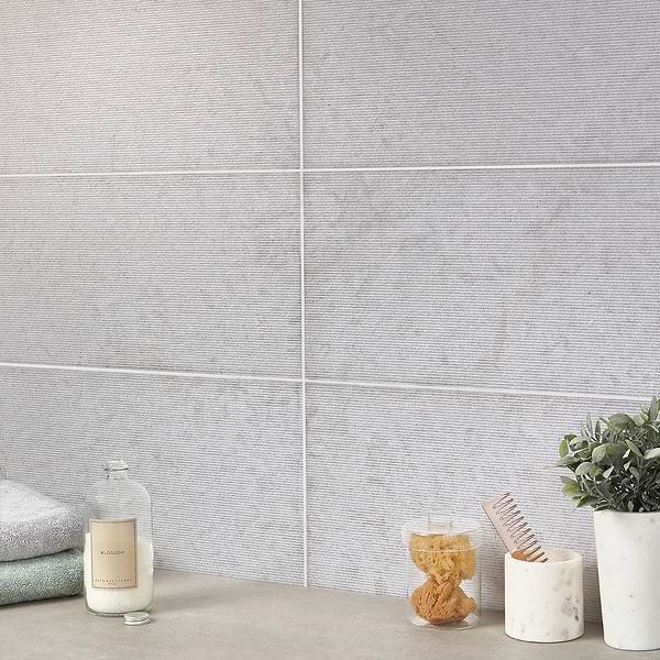Simena Lines Cream Beige 12x24 Textured Limestone Tile