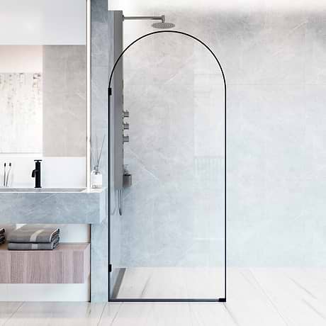 Burke 34x78" Reversible Semi-frameless Shower Screen with Clear Glass in Matte Black