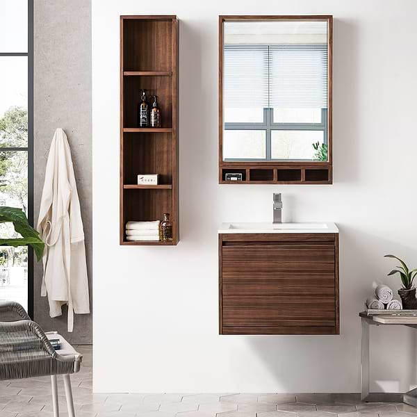 James Martin Vanities Mantova Mid-Century Walnut 24" Floating Vanity without Top