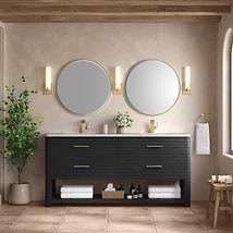 James Martin Vanities Lucian Carbon Oak 72" Double Vanity with Victorian Silver Quartz Top