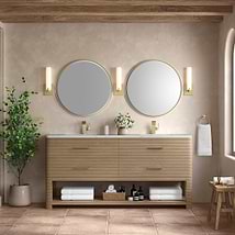 James Martin Vanities Lucian Pebble Oak 72" Double Vanity without Top