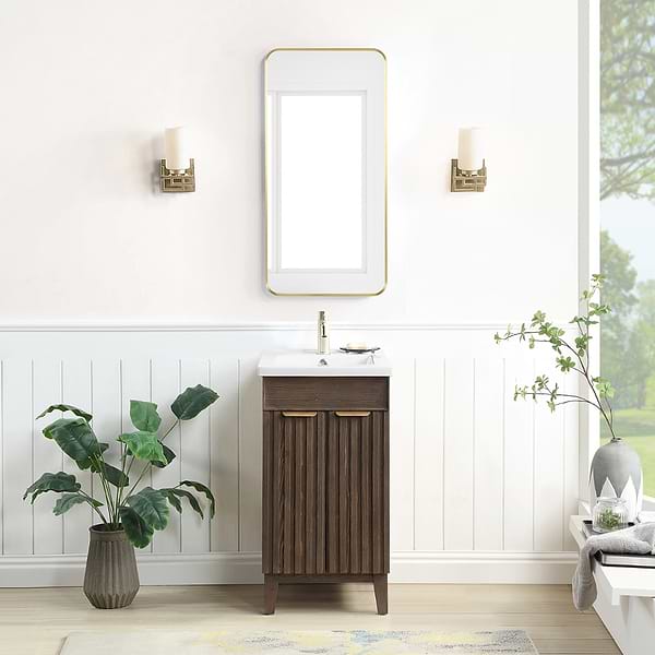 Gess Brown Oak 18" Single Vanity with White Ceramic Basin Top