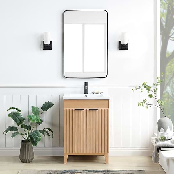 Gess Blonde Oak 24" Single Vanity with White Ceramic Basin Top