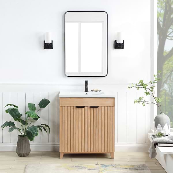 Gess Blonde Oak 30" Single Vanity with White Ceramic Basin Top