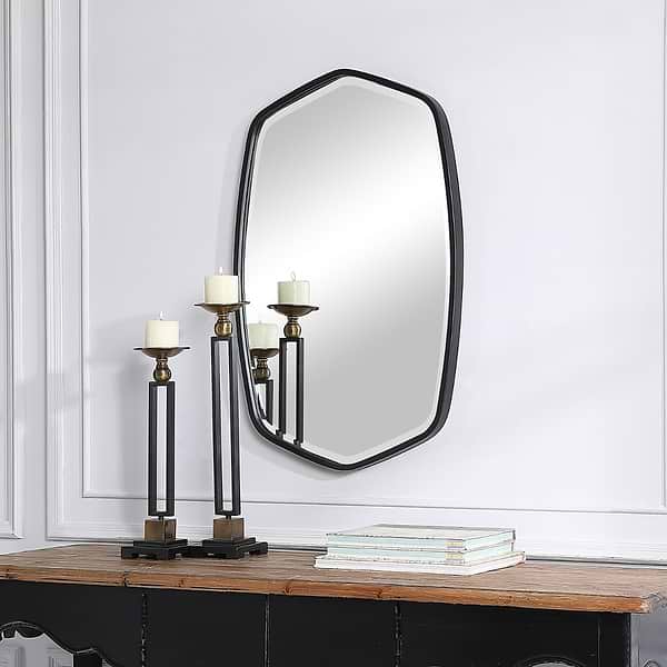 Ayelet Matte Black 22x36" Geometric Mirror