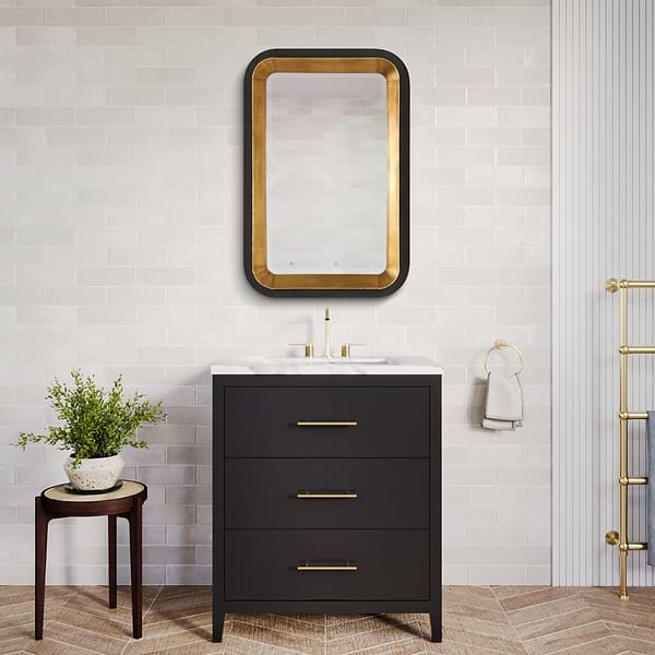 Neva Black and Gold 28x42" Rectangle Mirror