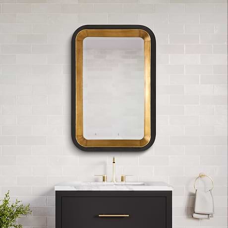 Neva Black and Gold 28x42" Rectangle Mirror