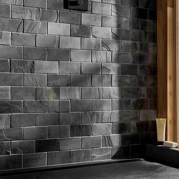 India Black 3x6 Tumbled Slate Tile