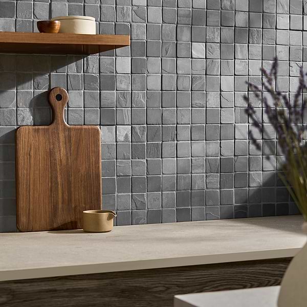 India Black 2x2 Tumbled Slate Mosaic Tile
