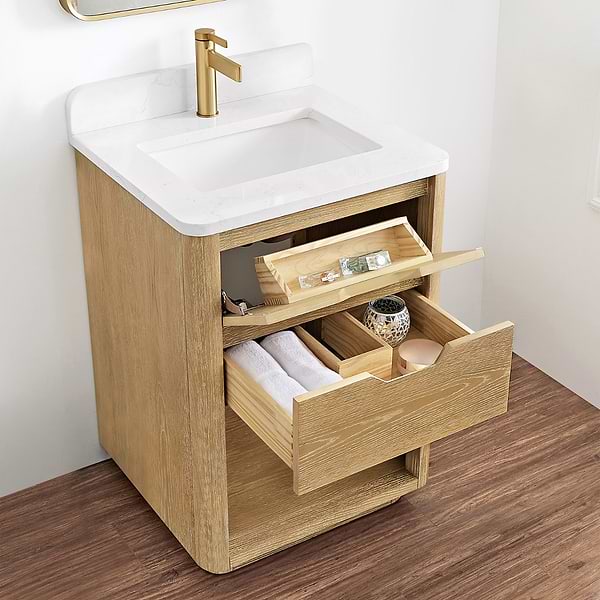 Salma Blonde Oak 24" Single Vanity with White Cultured Marble Top