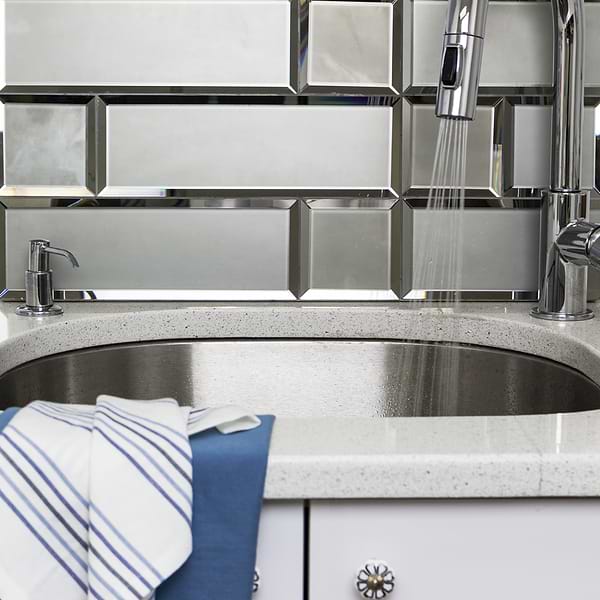 Dark Gray Beveled 4x12 Mirror Tile