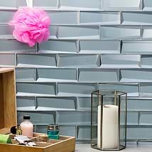 Remington Bricks Slate Blue 2x6 3D Mixed Finish Glass Subway Tile
