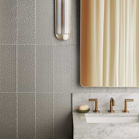 Sonya Flowers Sterling Gray and Silver 6x16 Frosted Glass Tile