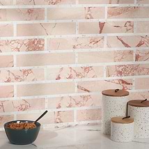 New Palm Beach by Krista Watterworth Brick Pink 3x12" Polished Marble Mosaic