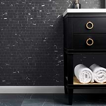 Avanti Nero Marquina Black Hand Clipped Joint Honed Marble Mosaic Tile