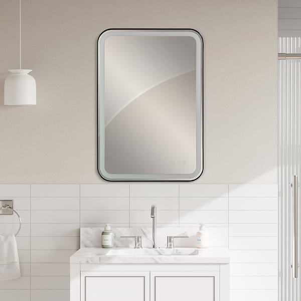 Liba Satin Black 22x32" Rectangle LED Mirror
