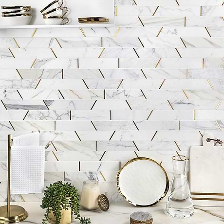 Decorative Marble + Metal Tile for Backsplash,Kitchen Wall,Bathroom Wall