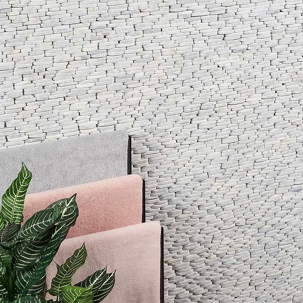 Nature Stacked Carrara Marble Honed Mosaic Tile
