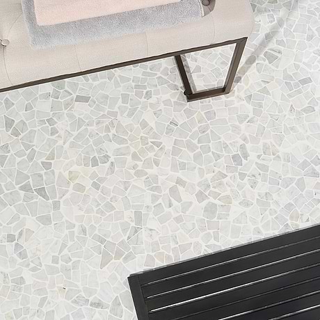 Nature Tumbled Carrara Marble Tumbled Mosaic Tile