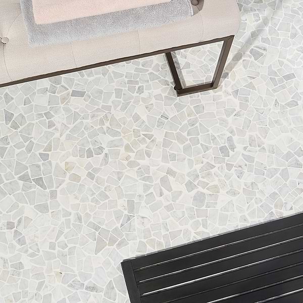 Nature Tumbled Carrara Marble Honed Mosaic Tile