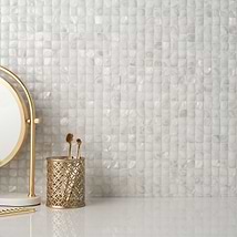 Mother of Pearl Nacre White 3D Pearl 1x1 Polished Mosaic Tile