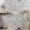Matchstix Aura White Brick Polished Glass Mosaic; in White with Hint of Brown + Gray Stained Glass; for Backsplash, Bathroom Wall, Kitchen Wall, Outdoor Wall, Pool Tile, Shower Wall, Wall Tile; in Style Ideas Beach, Classic, Contemporary, Tropical