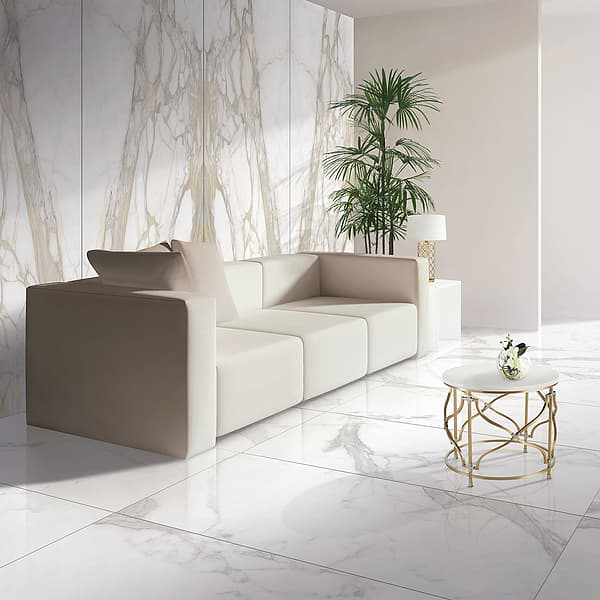 TileBarXL Marmi Slim Bernini Oro 60" x 120" Polished Porcelain Slab