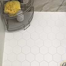 Meadowmere Cement White 3" Hexagon Matte Ceramic Tile
