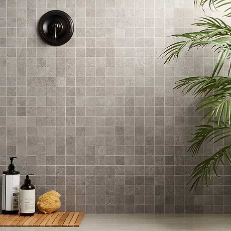 Saint Remy Grigio Gray 3D Textured Veining 2x2 Limestone Look Matte Mosaic Tile