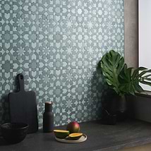 Cantico Fes Ocean Blue Mixed Finish Lava Stone and Cement Mosaic Tile