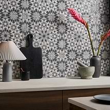 Cantico Taza Cloud Gray Mixed Finish Lava Stone and Cement Mosaic Tile