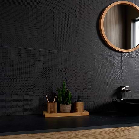 Prints Antracite Black 24x48 Matte Porcelain Tile