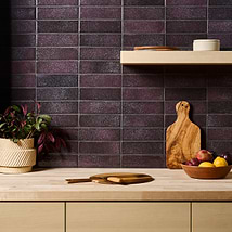 Color One Amethyst Purple 2x8 Crackled Glossy Lava Stone Tile