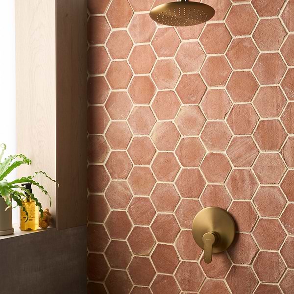 Terra Villa Red 4" Hex Matte Presealed Genuine Terracotta Tile