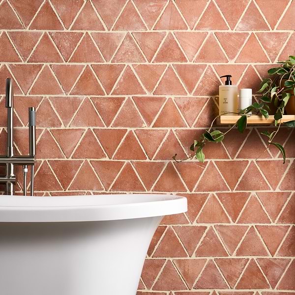 Terra Villa Red 6" Triangle Matte Presealed Genuine Terracotta Tile